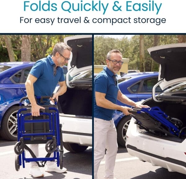Vive Mobility Ultra-Lightweight Transport Wheelchair for Adults - Foldable, Portable Transfer Wheel Chair for Easy Travel - Narrow, Light Weight, Folding, Collapsible - Image 3