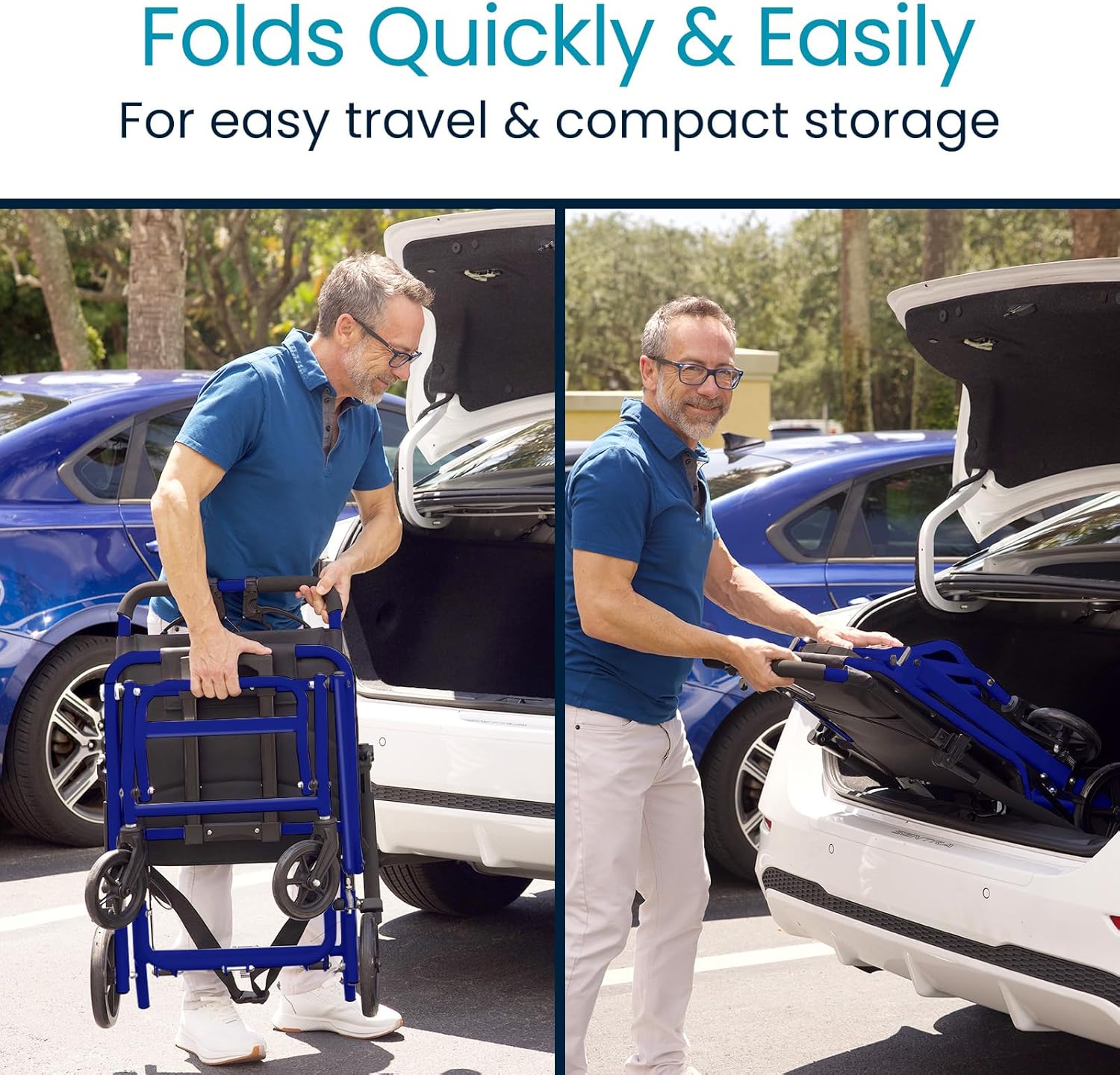 Vive Mobility Ultra-Lightweight Transport Wheelchair for Adults - Foldable, Portable Transfer Wheel Chair for Easy Travel - Narrow, Light Weight, Folding, Collapsible - Image 3