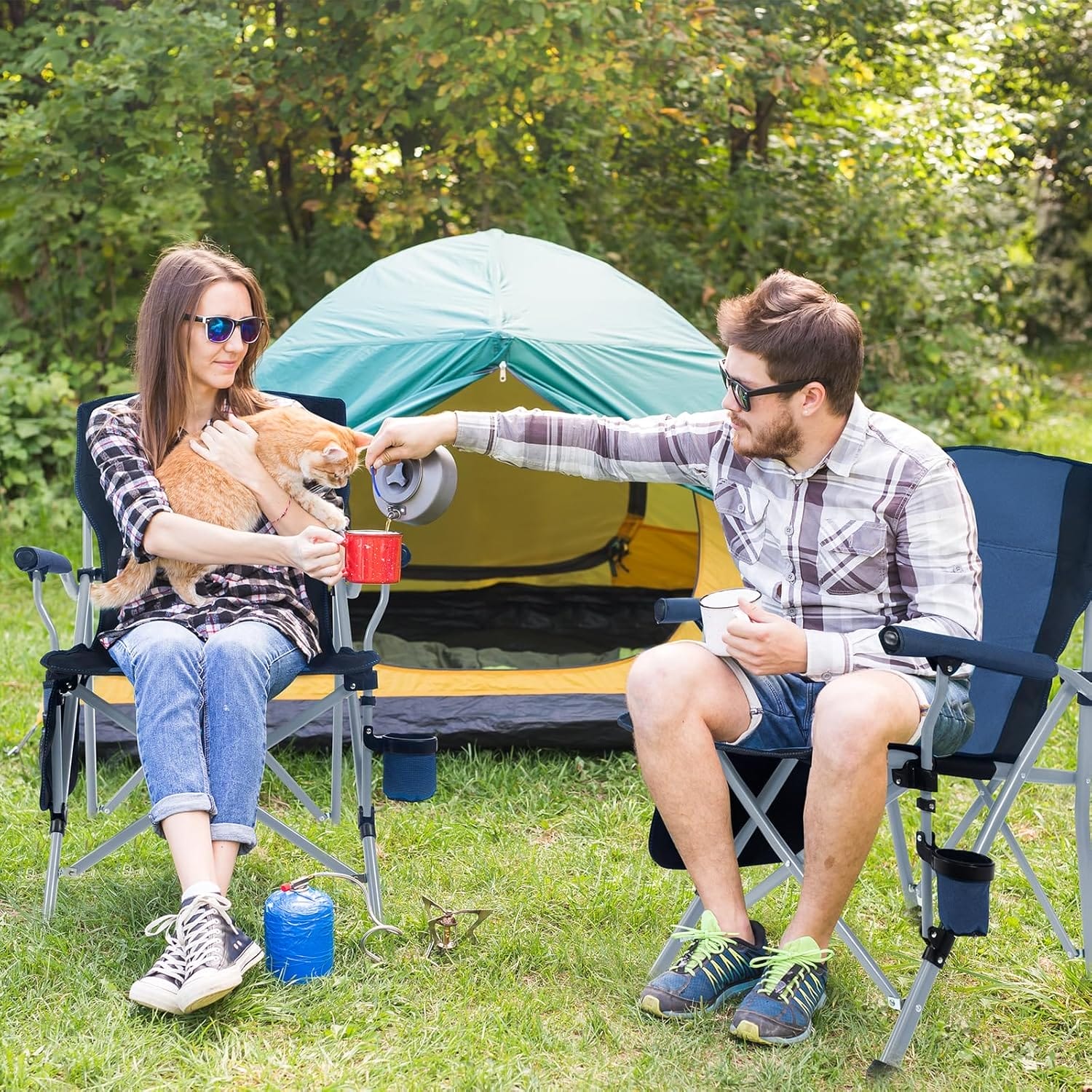 Camping Chair for Adults,Portable Folding Lawn Chair for Outside,Heavy Duty Camping Chair Support up to 330lbs,Collapsible Outdoor Beach Chair with Cup Holder(Navy Blue) - Image 4