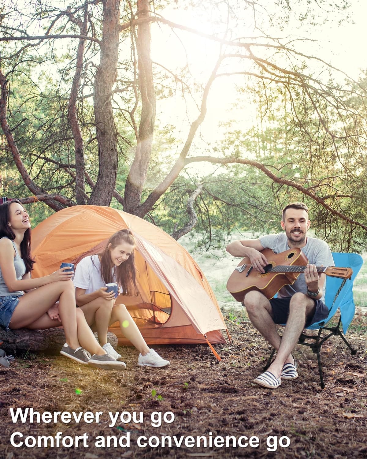 Folding Camping Chairs, Adjustable Backpacking Chair, Portable Beach Chair with Side Pockets, Compact Lawn Chairs for Adults, Travel, Beach, Hiking (Blue) - Image 7