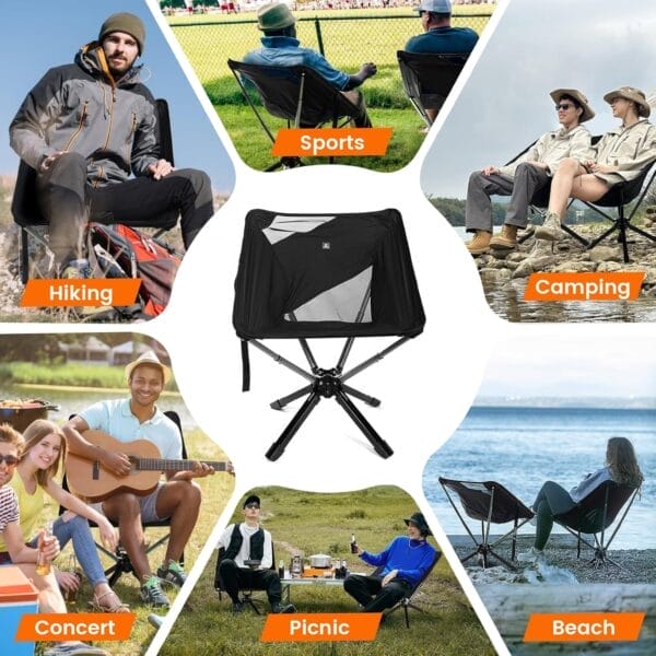 RiseLite Adjustable Portable Chair - Small Compact Folding Chair for Adults, Setup in 6 Seconds, Lightweight Outdoor Backpack Chairs for Camping, Travel, Hiking, Concert - Image 6