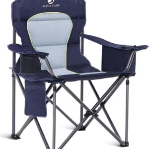 ALPHA CAMP Oversized Camping Folding Chair Heavy Duty Lawn Chair with Cooler Bag