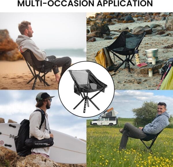 Sitpack Backpacking Chair, 5S Quick Set-up Lightweight Portable Camping Chair Folding Compact Small Beach Seat for Adults with Aluminum Frame & Carry Bag for Outdoor Hiking Travel Fishing - Image 6