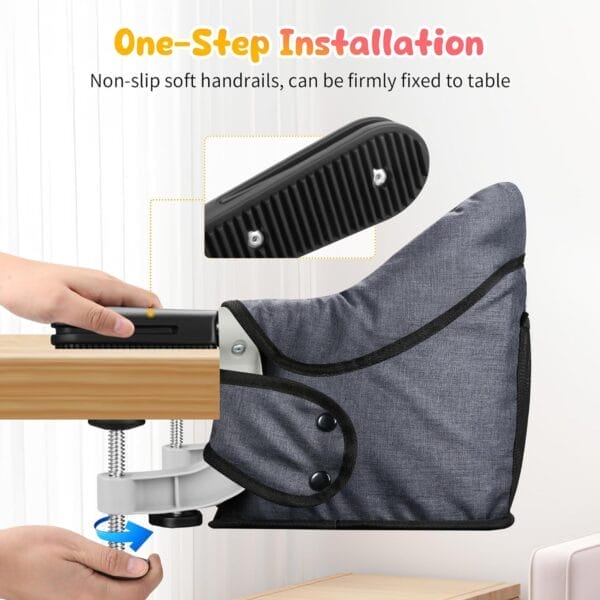 Hook on High Chair: High Chair for Babies and Toddlers 6-36 Months, Portable and Foldable High Chair for Home and Travel, Baby Feeding Chair, Setup in Seconds - Includes Carry Bag (Grey) - Image 3