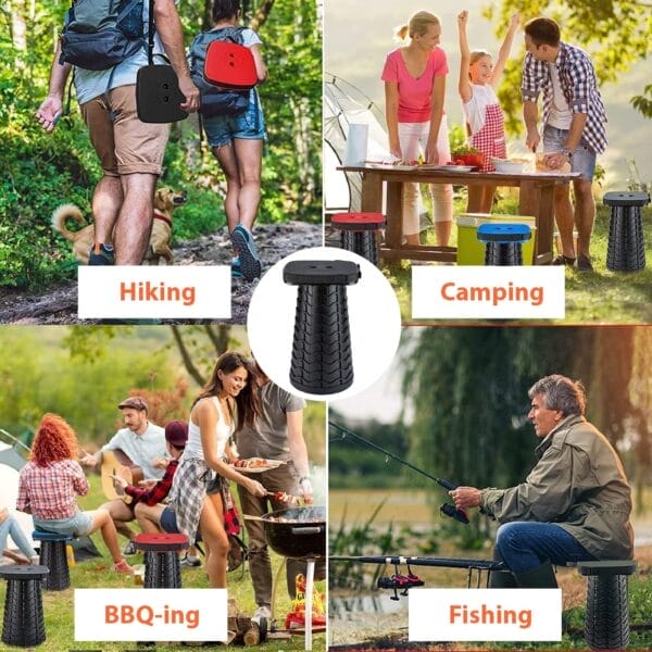 Portable Foldable Stool Set - Heavy Duty Square Collapsible Stool + Thick Seat Cushion - Great Value Pack for Camping Travel Picnic Gardening (Black) - Image 6
