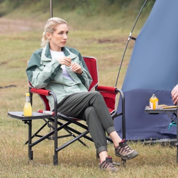TIMBER RIDGE Aluminum Oversized Camping Chair, Lightweight Portable Directors Chair with Side Table Detachable Side Pocket for Outdoor Camping, Lawn, Picnic, Support 400lbs Red 2 Pack - Image 2