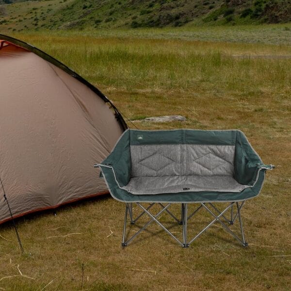Folding Loveseat Camping Chair Portable Double Duo Full Padded Garden Chair for 2 Person Sofa w/ 2 Cup Holder,Wine Glass Holder,Mesh Storage,Support 600lbs for Picnic Beach Travel - Image 2