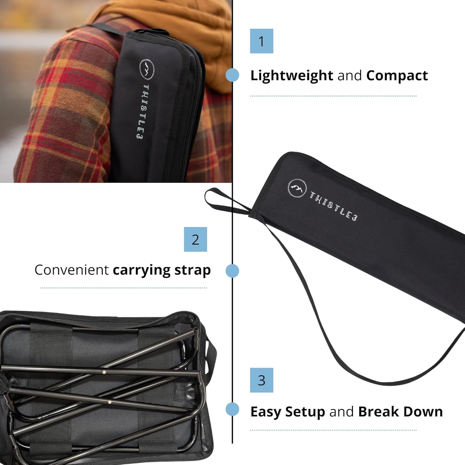 Tall Portable Stool - 15.75" Ultra-Lightweight Folding Stools for Adults & Kids - Black Stool for Camping, Hiking & More - Durable & Collapsible Pop Up Chair - Easy Setup Portable Stools for Adults - Image 5