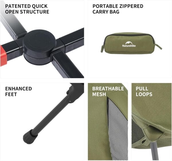 Naturehike Snap Camping Chair, Portable Backpacking Chair with Storage Bag, Lightweight & Compact Folding Camp Chair - Image 6