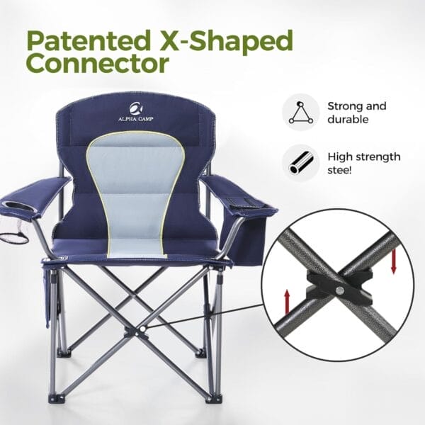 ALPHA CAMP Oversized Camping Folding Chair Heavy Duty Lawn Chair with Cooler Bag - Image 9
