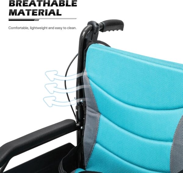 Wheel Chair for Adults with Swing-Away Footrest and Loop-Lock Handbrakes 17.5 inch Seat Wheel Chair 15" Rear Wheel Lightweight Transport Chair for Travel Compact Storage, 250 lbs - Image 14