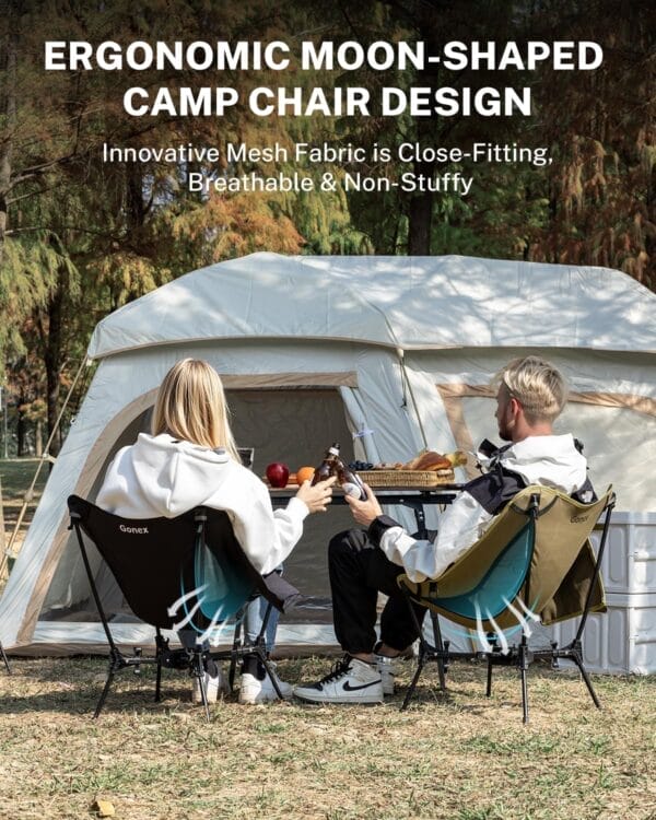 Gonex Portable Camping Chair, The 5th Gen Ultralight Compact Backpacking Foldable Lightweight Folding Chair for Outdoor Camp Hiking Beach Picnic Concert, Supports 330lbs (Black,1PCS) - Image 6