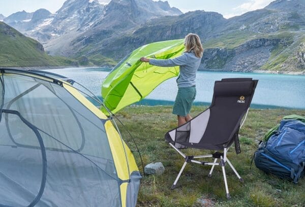 Nice C Ultralight High Back Folding Camping Chair, Backpacking Chair, Compact & Heavy Duty Outdoor, Travel, Picnic, Festival with 2 Side Pockets, Pillow &Carry Bag (Set of 2 Black) - Image 5