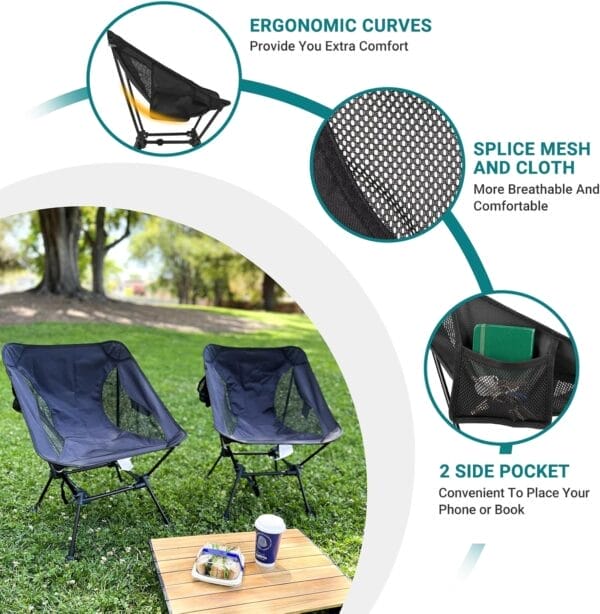 ATEPA Backpacking Chair, Ultralight Folding Portable Small Camping Chairs for Adults Compact Foldable Beach Seat with Anti-Sinking Feet & Aluminum Frame for Outdoor Hiking Travel Fishing - Image 7