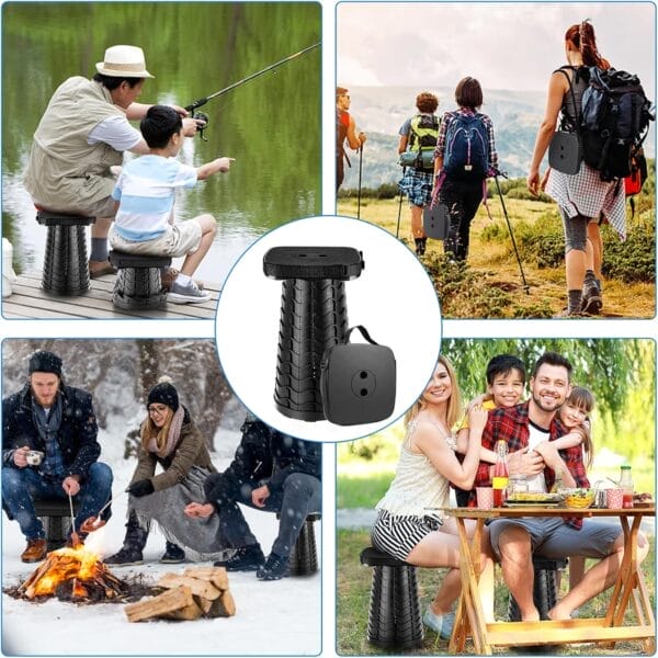 Folding Camping Stool,Square Collapsible Portable Stool,Collapsible Stool Folding Stool Telescoping Stool for Fishing Hiking BBQ,Sturdy Lightweight Telescoping Foldable Stool,Max Load 485lb - Image 6