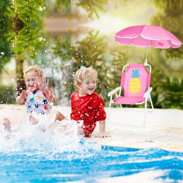 PLULON Kids Beach Chair with Umbrella - Folding Lawn & Camping Chair with Summer Shade for Beach, Pool, Travel & Outdoor (for 1-5 Years Old) - Image 5