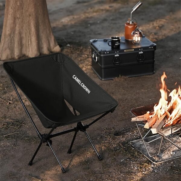 CAMEL CROWN Portable Camping Chair Folding Compact Lawn Lightweight Backpacking Chair with Carry Bag for Outdoor Hiking Beach Travel Picnic Festival Black - Image 2