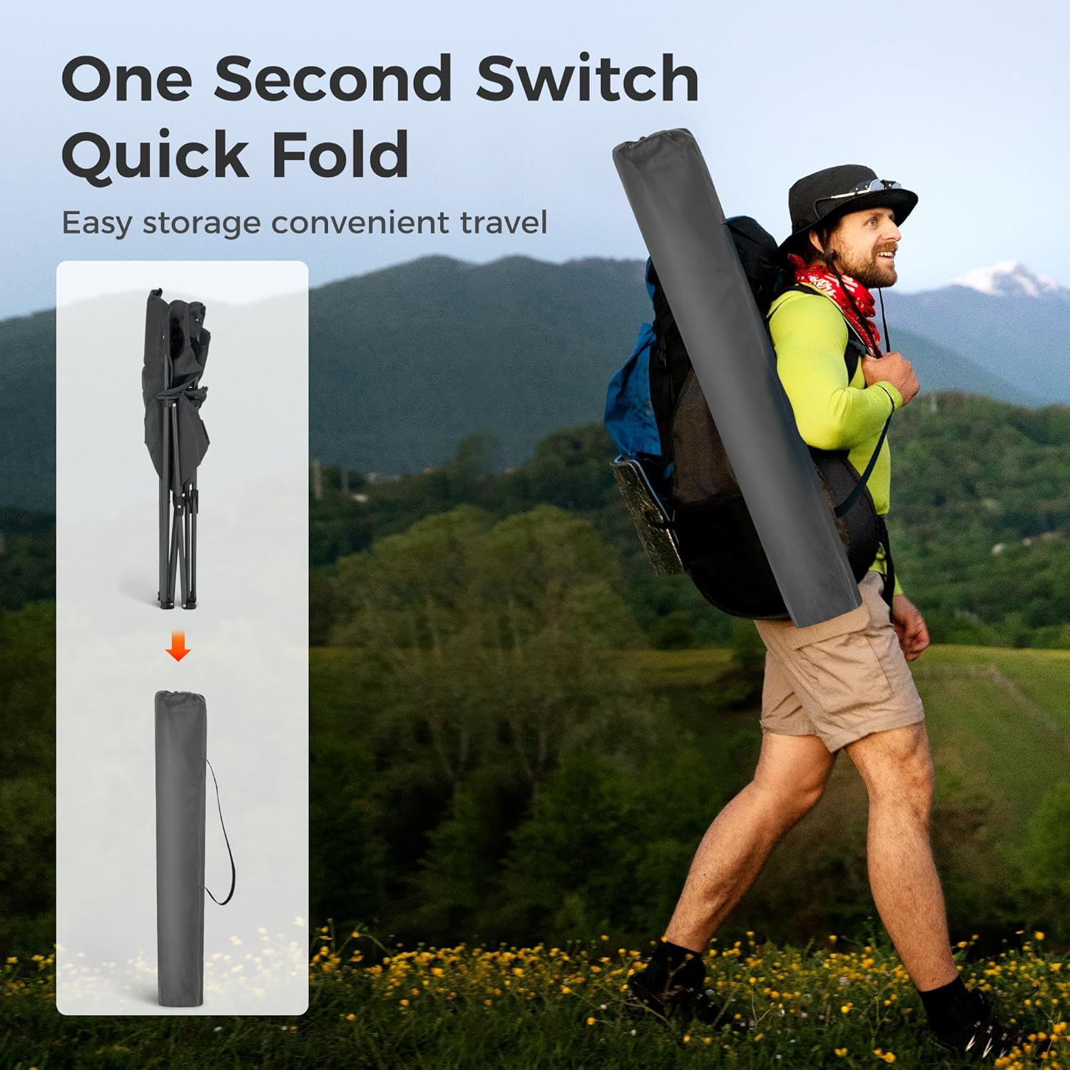 LET'S CAMP Camping Chair 2 Pack Folding Chair with 3-Can Cooler Bag Portable Lawn Chair with Cup Holder,Storage Pocket, Supports 225LBS, Collapsible Chair for Camp, Beach, Picnic (Grey) - Image 8