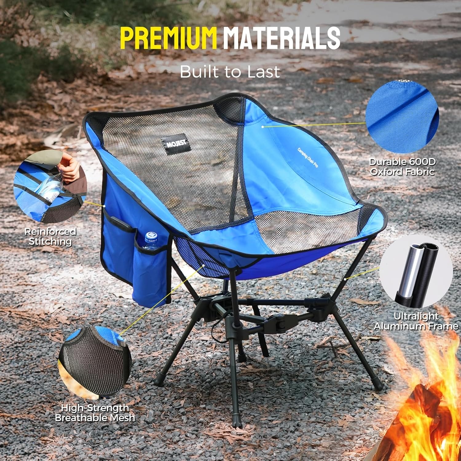 Portable Camping Chair – Compact Lightweight Folding Chair for Adults, Supports 330 lbs – Ideal for Backpacking Hiking, Fishing, Beach, Picnic & Lawn (Blue) - Image 7