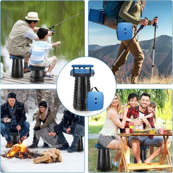 Folding Camping Stool, Square Collapsible Portable Stool,Collapsible Stool with Elastic Seat Cushion& Adjustable Nylon Bag, Sturdy Lightweight Telescoping Foldable Stool,Max Load 485lb (blue) - Image 7