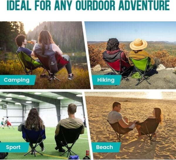 Swivel Portable Chair - Small Compact Collapsible Folding Chairs for Adults, Setup in 8 Seconds, Lightweight Outdoor Backpack Chair for Camping, Travel, Hiking, Beach, Support 300 LBS - Image 7