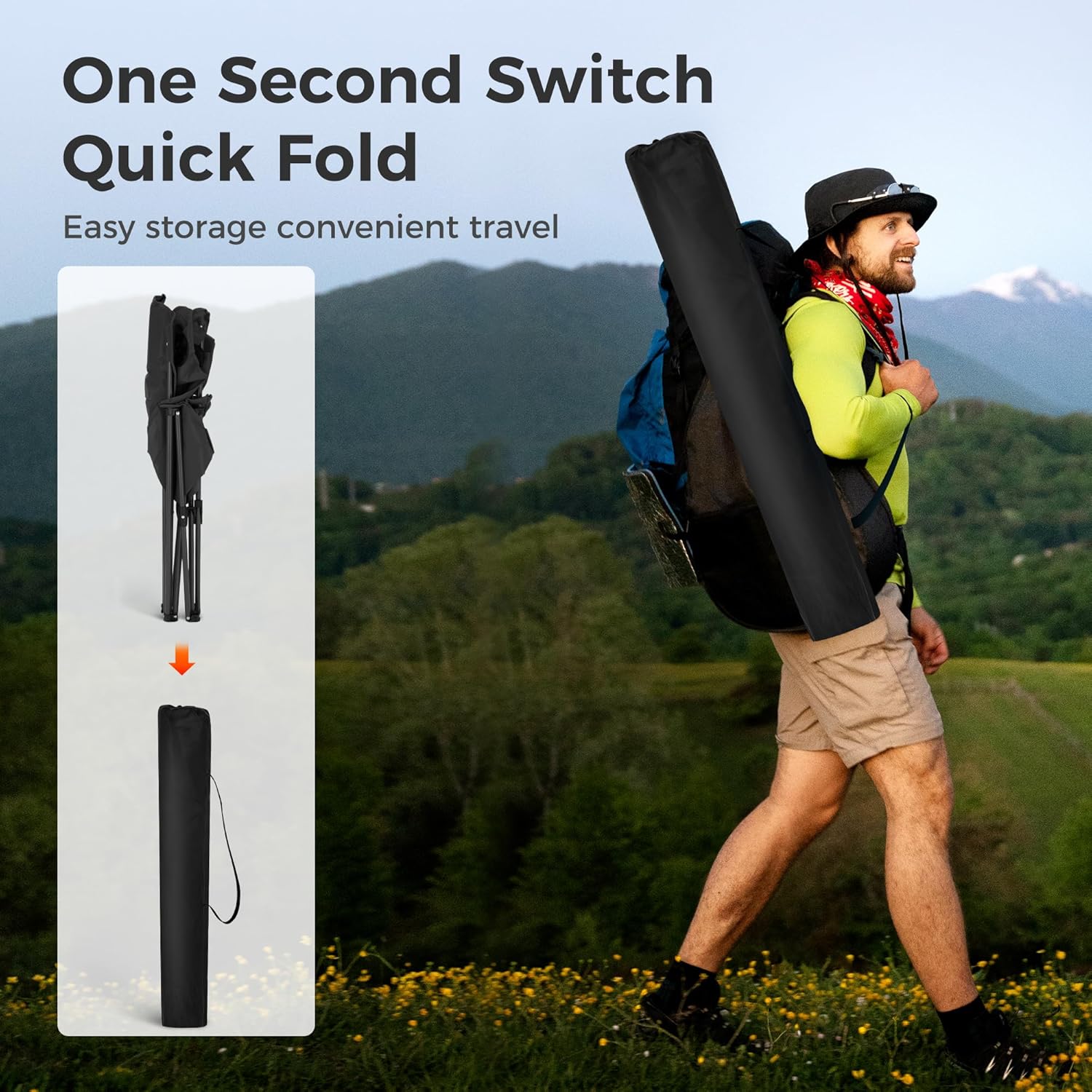 LET'S CAMP Camping Chair 2 Pack Folding Chair with 3-Can Cooler Bag Portable Lawn Chair with Cup Holder,Storage Pocket, Supports 225LBS, Collapsible Chair for Camp, Beach, Picnic (Black) - Image 8