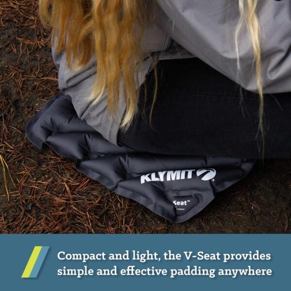 Klymit V Seat, Lightweight Inflatable Travel Cushion, Best for Camping, Bleachers, or Glassing Pad , Gray - Image 5