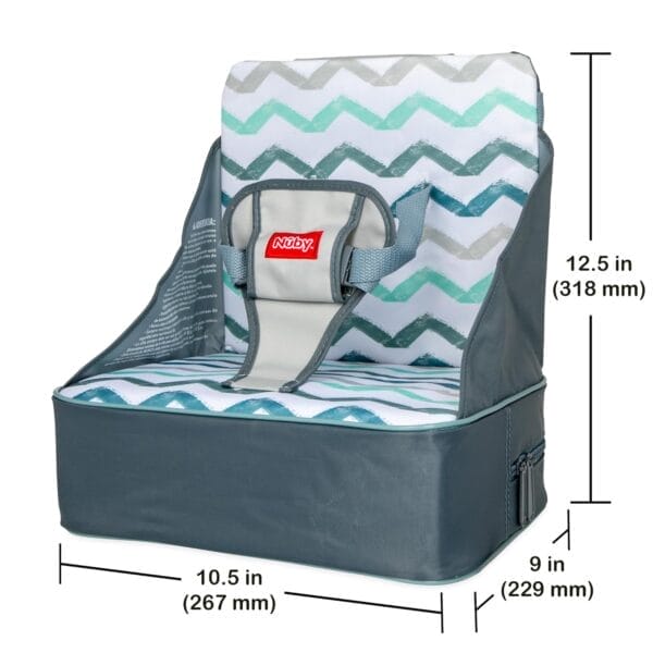 Nuby Easy Go Booster Seat - Travel Booster Seat for Babies and Toddlers - Holds Up to 35 Pounds - 9+ Months - Gray Chevron - Image 11