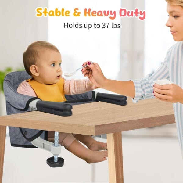 Hook on High Chair: High Chair for Babies and Toddlers 6-36 Months, Portable and Foldable High Chair for Home and Travel, Baby Feeding Chair, Setup in Seconds - Includes Carry Bag (Grey) - Image 4