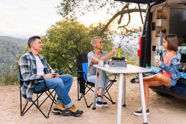 FAIR WIND 2 Pack Oversized Fully Padded Camping Chair Heavy Duty Quad Fold Arm Chair Support 350 LBS with Cup Holder, Collapsible Lumbar Back Chair Portable for Outdoor, Blue - Image 2