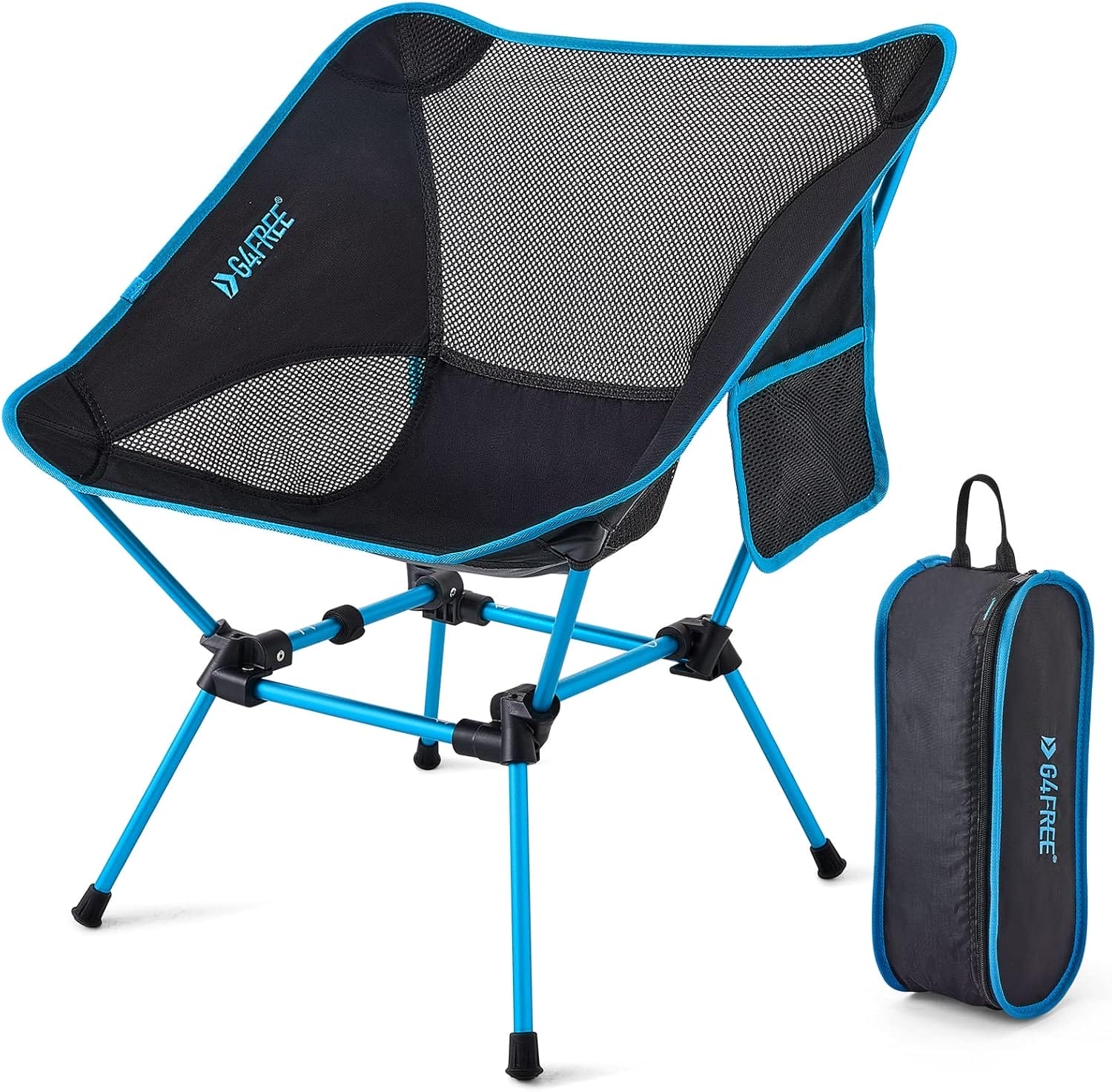 G4Free Folding Camping Chairs, Ultralight Compact Backpacking Folding Chairs Lawn Chairs Heavy Duty 330lbs with Side Pockets Packable for Outdoor Camp Travel Beach Picnic Gardening Travel Hiking