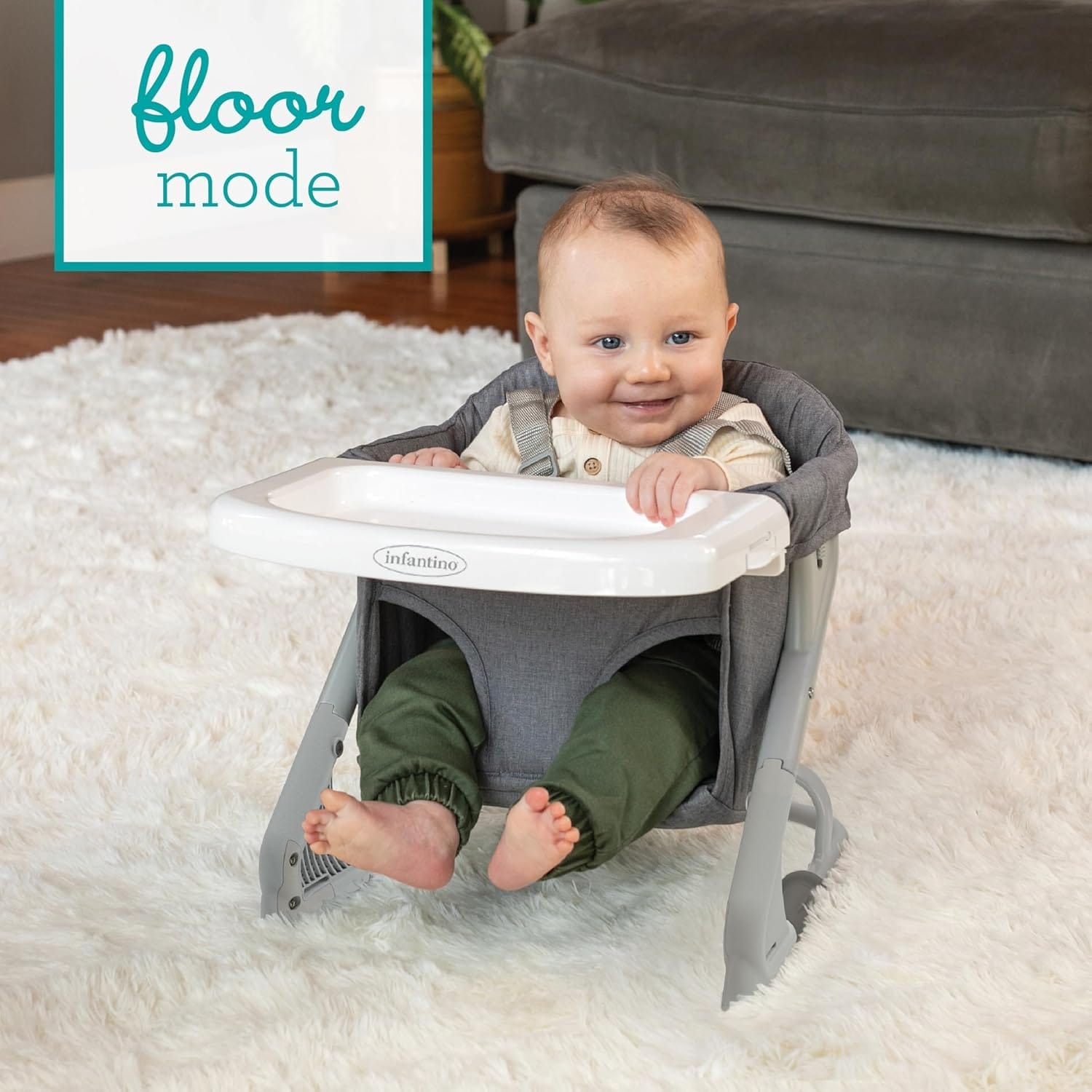 Infantino The Ultimate Travel Booster, Versatile and Travel-Friendly Booster, High Chair and Seat for On-The-Go Families, Gray - Image 9