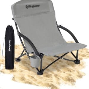 KingCamp Low Beach Chairs, Portable Folding Chair for Adults Extra Wide Ergonomic High Back Seat 300lbs Heavy Duty Lightweight Oversized Gear with Carry Bag for Outdoor Lawn Camping Picnic