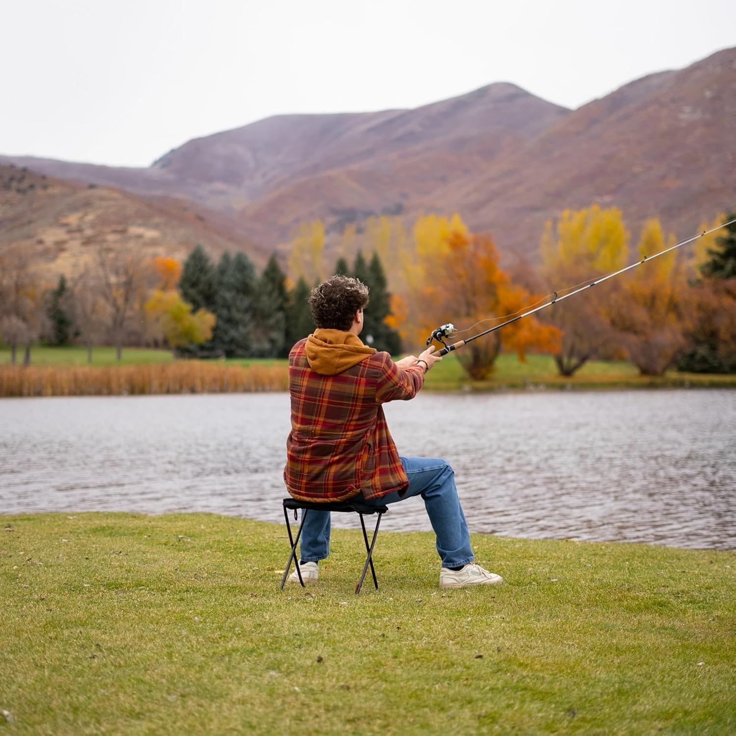 Tall Portable Stool - 15.75" Ultra-Lightweight Folding Stools for Adults & Kids - Black Stool for Camping, Hiking & More - Durable & Collapsible Pop Up Chair - Easy Setup Portable Stools for Adults - Image 4
