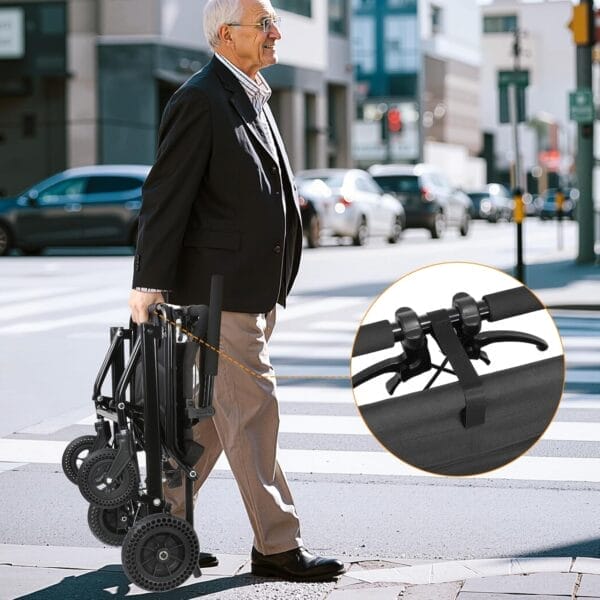WICHEMI 17.4lbs Ultra-Lightweight Transport Wheelchairs for Adults,220lbs Capacity,17.3" Seat,Portable, Folding, Collapsible,Narrow Transfer Wheel Chair with Carrying Bag - Image 8