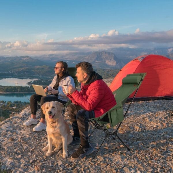 Portable High Back Camping Chair, Support Heavy Duty 440 lbs, Lightweight Folding Chair with Adjustable Pillow for Hiking, Beach, Backpacking (Green) - Image 2