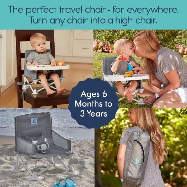 hiccapop OmniBoost Travel Booster Seat with Tray for Baby, Dining Table, Camping, Beach, Grandma’s | Folding Portable Tip-Free Design Straps to Kitchen Chairs - Image 4