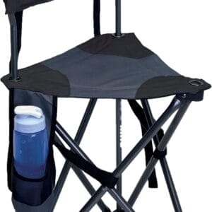 GCI Outdoor Quik-E-Seat | Portable, Folding Tripod Chair with Drink Holder and Padded Lumbar Support — Black
