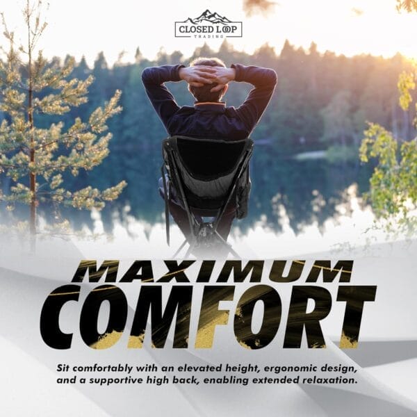 Outdoor Folding Chair | Lightweight, Compact, & Portable Design with Carry Bag | Quick Setup, Heavy Duty, & Comfortable Chair for Camping, Fishing, Lawn, & Beach (Black-Wide) - Image 7