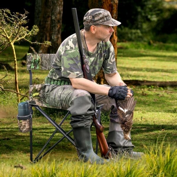 Extra Large Tripod Fishing Chair with Backrest Portable Hunting Chair with Cup Holder for Camping, Hiking, Outdoor - Image 2