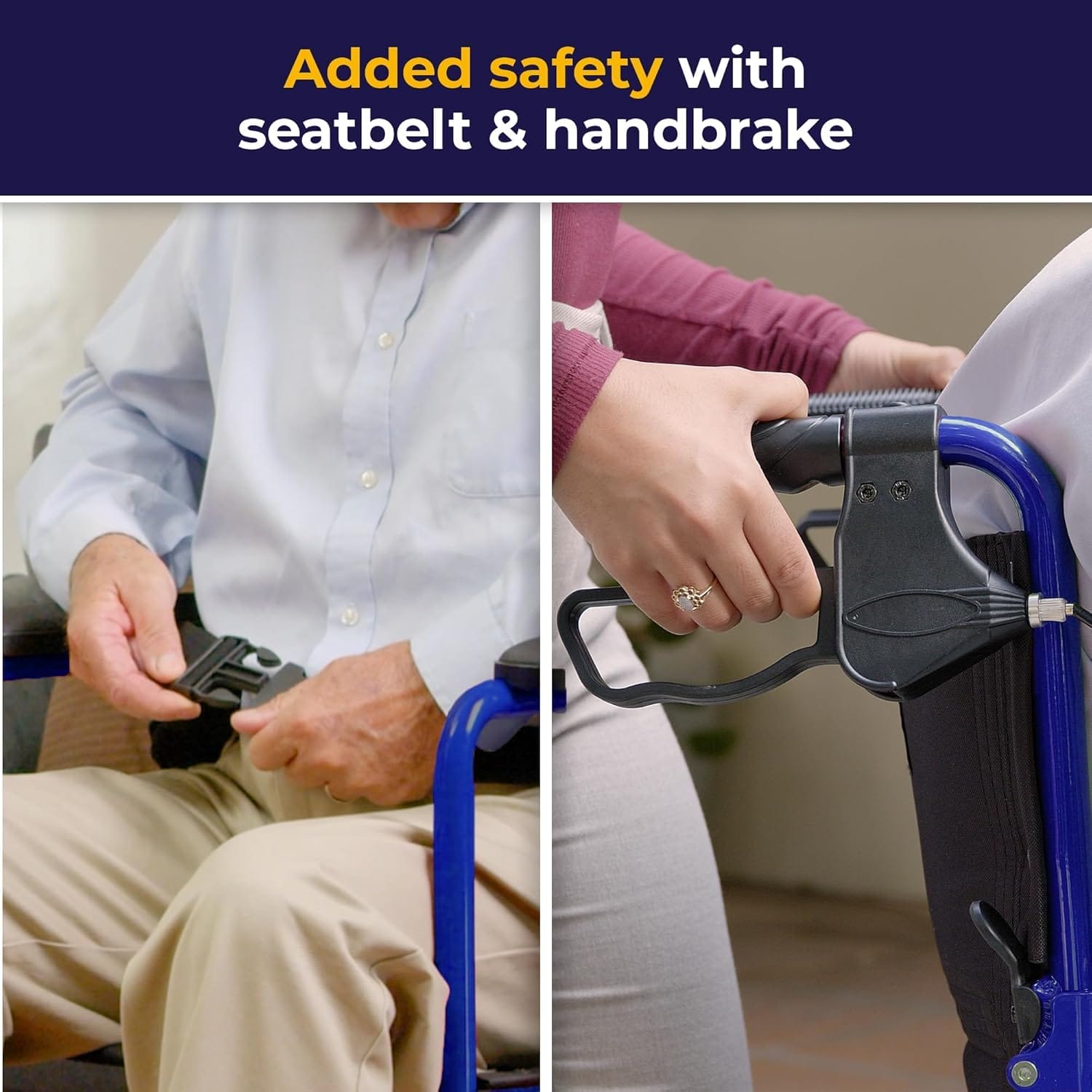 Drive Medical EXP19LTBL Lightweight Expedition Folding Transport Wheelchair with Hand Brakes, Blue - Image 6