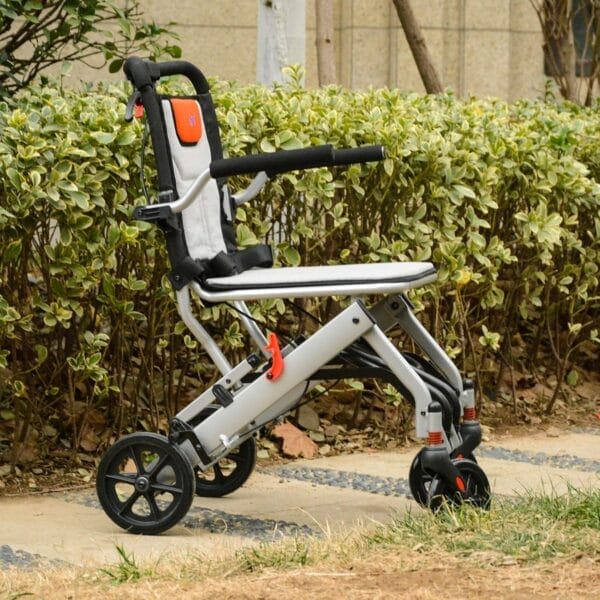 Ultra-Light Transport Wheelchair (only 15lb), Folding Portable Wheelchair with Hand Brake, Trolleys for Elderly Aircraft Travel, Wheelchairs for Adults (with Travel Bag) - Image 8