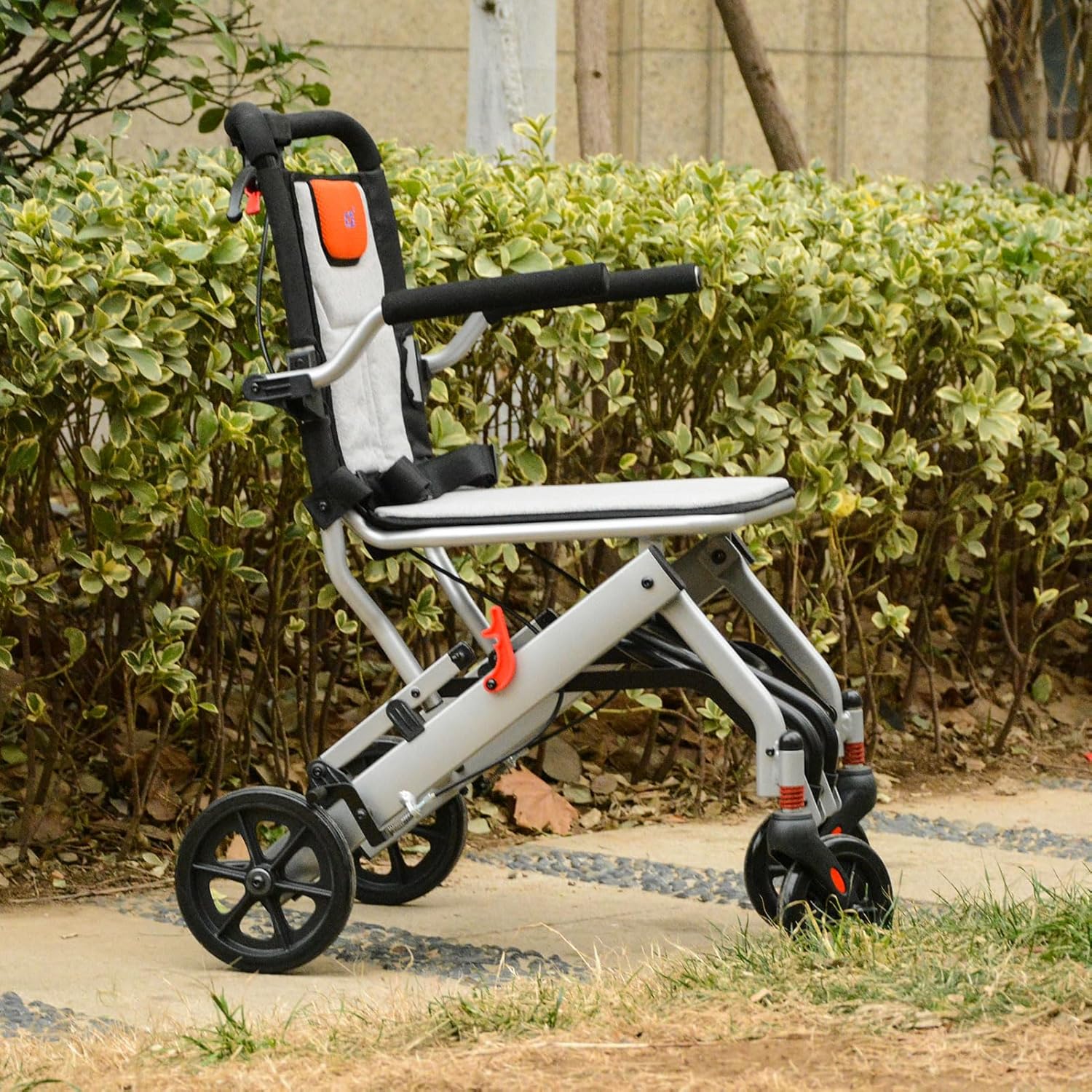Ultra-Light Transport Wheelchair (only 15lb), Folding Portable Wheelchair with Hand Brake, Trolleys for Elderly Aircraft Travel, Wheelchairs for Adults (with Travel Bag) - Image 8