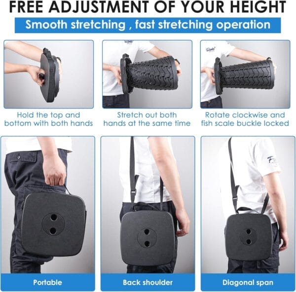 Folding Camping Stool,Square Collapsible Portable Stool,Collapsible Stool Folding Stool Telescoping Stool for Fishing Hiking BBQ,Sturdy Lightweight Telescoping Foldable Stool,Max Load 485lb - Image 5