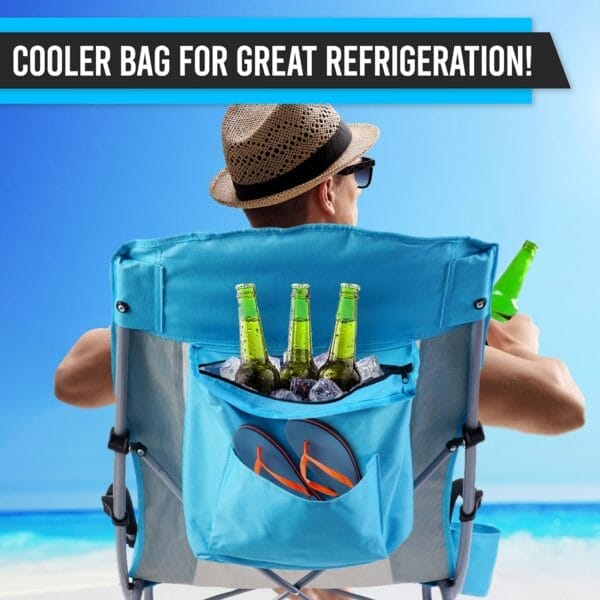 Nice C Beach Chair, Beach Chairs for Adults 2 Pack w/Cooler Compact High Back, Cup Holder & Carry Bag & Heavy Duty Outdoor, Camping, BBQ, Travel, Picnic, Festival (Set of 2 Blue) - Image 4