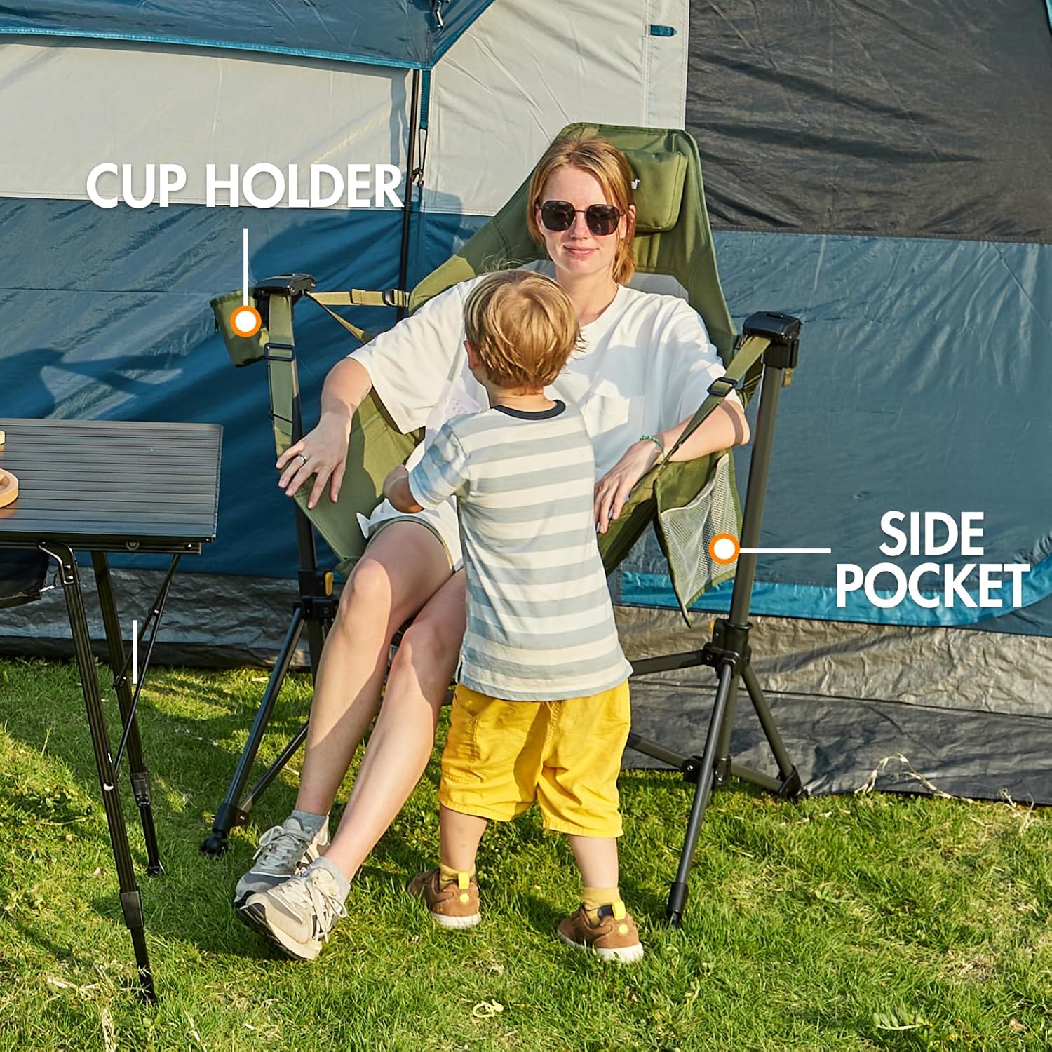 PORTAL Hammock Camping Chair, Portable Outdoor Swinging Chairs, Rocking Chair for Adults with Adjustable Back and Height for Lawn, Backyard, Patio, Supports 400 lbs, Breathable Mesh High Back, Green - Image 6