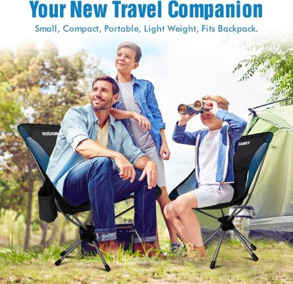 360 Swivel Folding Camping Chairs - Lightweight & Portable, Ideal for Travel, Camping, Hiking, Fishing, Beach & Lawn (Blue) - Image 6