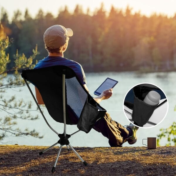 360 Swivel Folding Camping Chairs - Lightweight & Portable, Ideal for Travel, Camping, Hiking, Fishing, Beach & Lawn (Blue) - Image 5