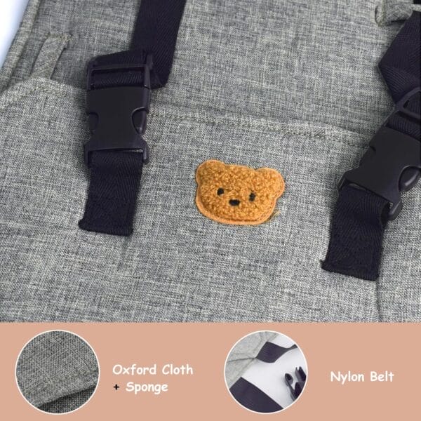 Baby Portable High Chair Harness Seat for Travel, Travel High Chairs for Babies Compact Foldable Safety Baby Travel Essential Harness Seat with Adjustable Shoulder Strap for Toddlers 0.6-3 Years Old - Image 3