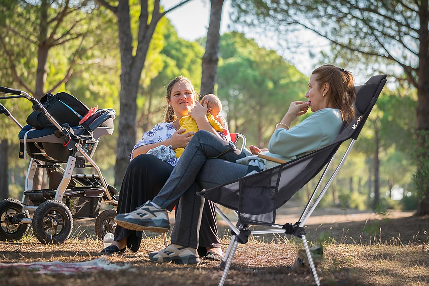 Nice C Ultralight High Back Folding Camping Chair, Backpacking Chair, Compact & Heavy Duty Outdoor, Travel, Picnic, Festival with 2 Side Pockets, Pillow &Carry Bag (Set of 2 Black) - Image 2